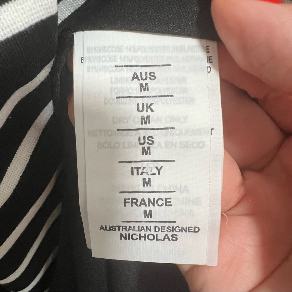 NEW NWT NICHOLAS Jane Contrast Square Neck Midi Dress In Black & Milk Stripe - Picture 11 of 13